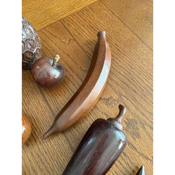 Vintage Wooden Fruit & Vegetables Hand Carved Hardwood MCM Decor - Picture 5 of 11